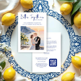 Blue Amalfi Coast Lemon Tree Chic Wedding Couple Spara Datumet