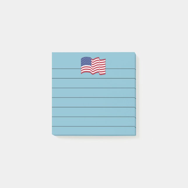 Blue American Flagga Post IT Notes Gift Post-it Block (Framsida)