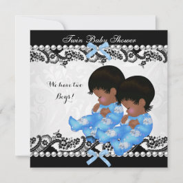Blue American Twin Boys Baby Shower Blue Inbjudningar