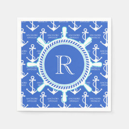 Blue Anchor Coastal Nautical Monogram Pappersservett