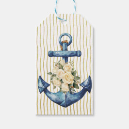 Blue Anchor med Cream Ro Gift Märkre Presentetikett