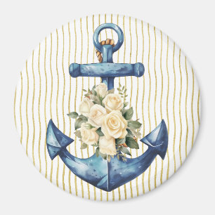 Blue Anchor med Cream Ro Magnet