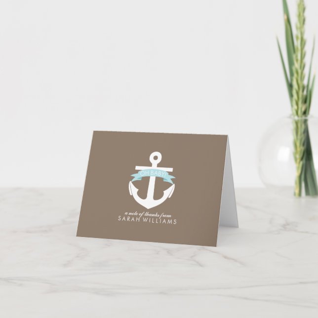 Blue Anchor Nautical Baby Shower Tack Kort (Framsida)
