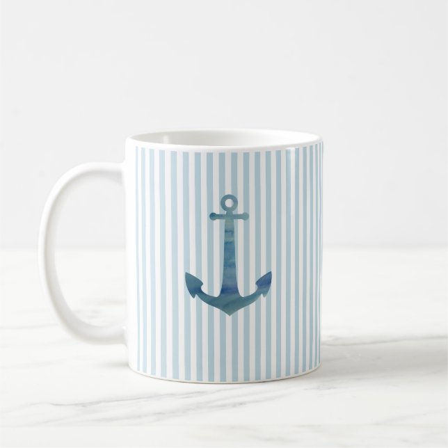 Blue Anchor Nautical Rand Coffee Mugg (Vänster)