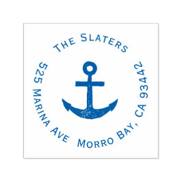 Blue Anchor Nautical Returadress Självfärgande Stämpel