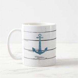 Blue Anchor Nautical Shiplap Rustic Kaffemugg