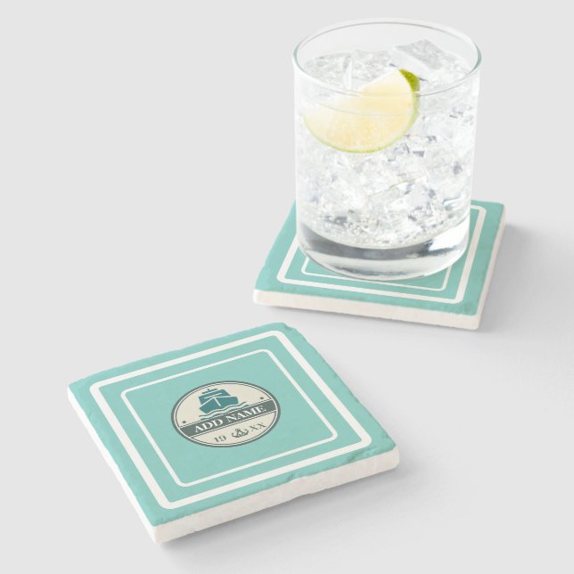 Blue Anchor Nautical Welcome yacht segling Boat Stenunderlägg (Sidan)