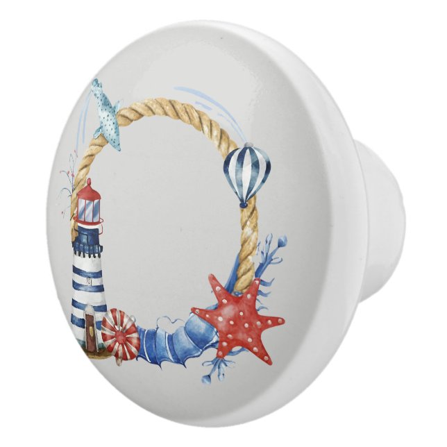 Blue Anchor och Seashells på turkos Knopp (Höger)