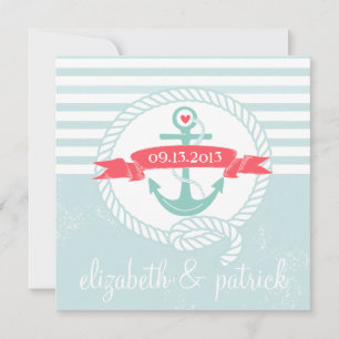 Blue Anchor Rand Nautical Wedding bjudande Inbjudningar