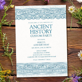 Blue Ancient history custom party Inbjudningar