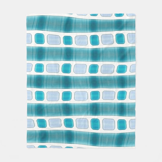 Blue and Aqua Modern Striped Pattern Blanket Fleecefilt (Framsidan)