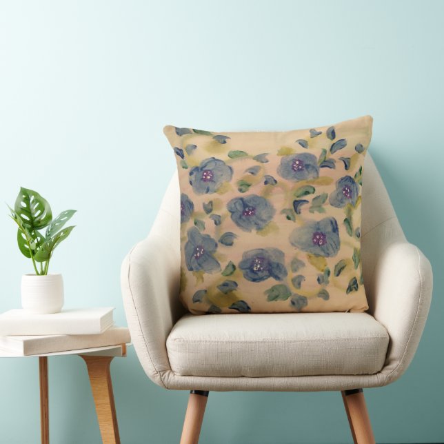 Blue and Beige Vintage Kudde (Stol)