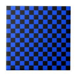 Blue and black checkerboard pattern kakelplatta