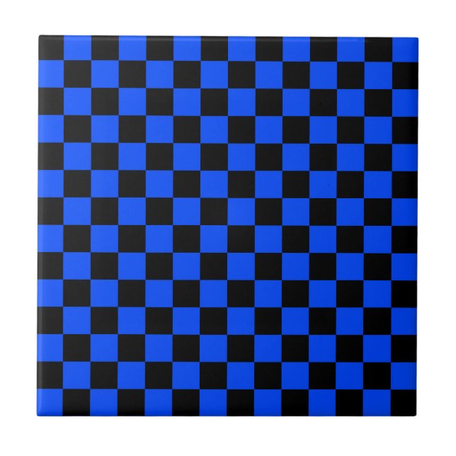 Blue and black checkerboard pattern kakelplatta (Framsidan)
