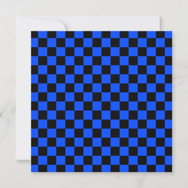 Blue and black checkerboard pattern tack kort (Framsida)