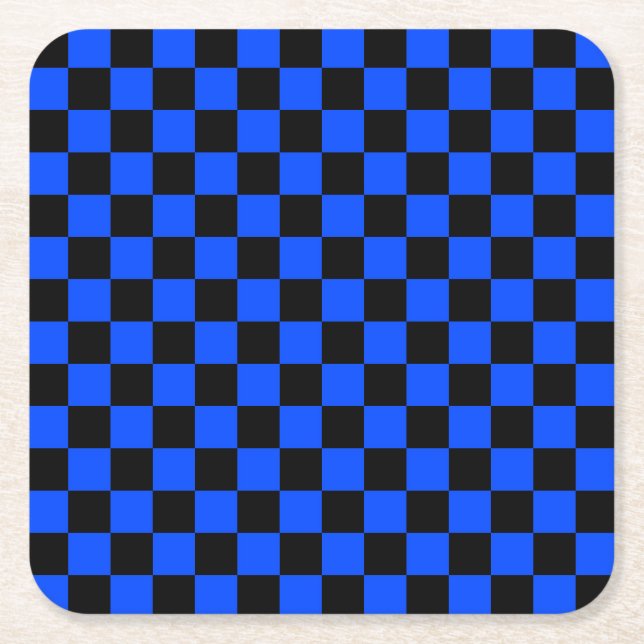 Blue and black checkerboard pattern underlägg papper kvadrat (Framsidan)