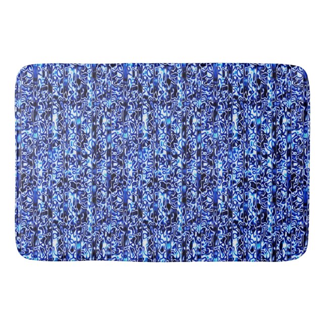 Blue and Black Cheetah Skriv ut Bath Mat Badrumsmatta (Framsidan)