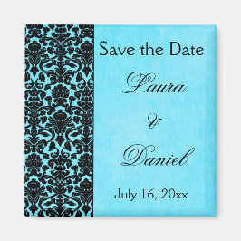 Blue and Black Damask Spara datum magneter