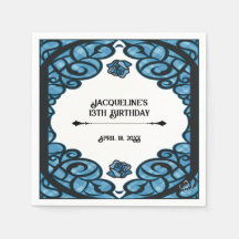 Blue and Black Gated Rose Princess Birthday 