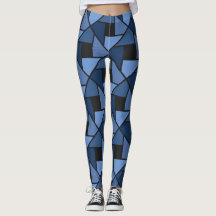 Blue- and Black Geometric Yoga Byxor 