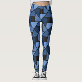 Blue- and Black Geometric Yoga Byxor