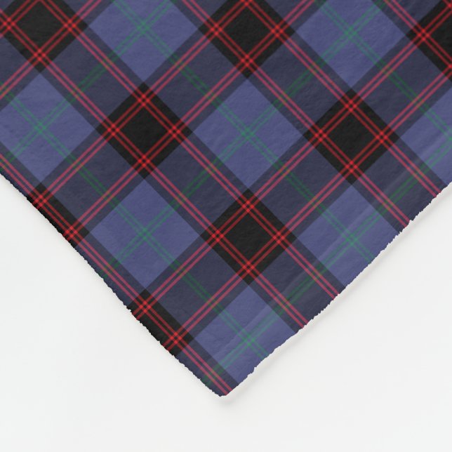 Blue and Black Klan Rutherford and Home Tartan Fleecefilt (Hörn)