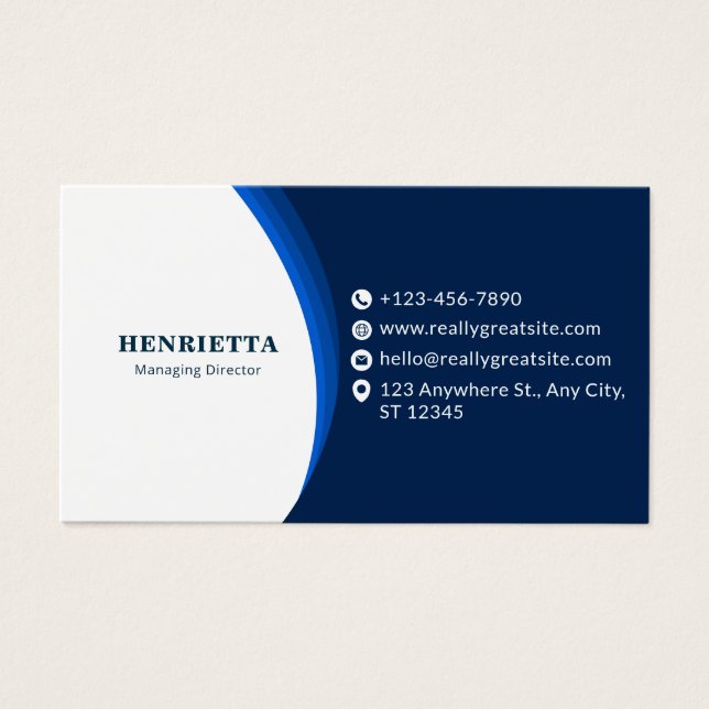 Blue and Black Modern Corporate Business Card Visitkort (Framsidan)