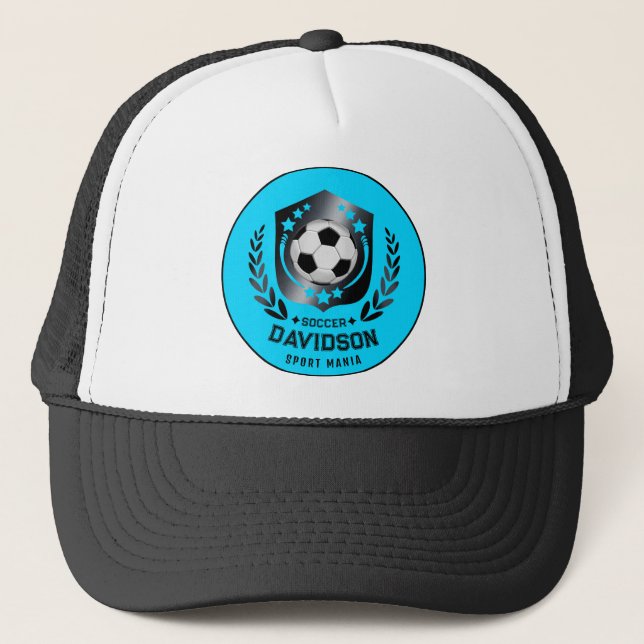 Blue and Black Personalized Soccer Custom Text  Keps (Framsida)