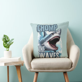 Blue and Black Shark Wavebryter Graffiti Art Kudde
