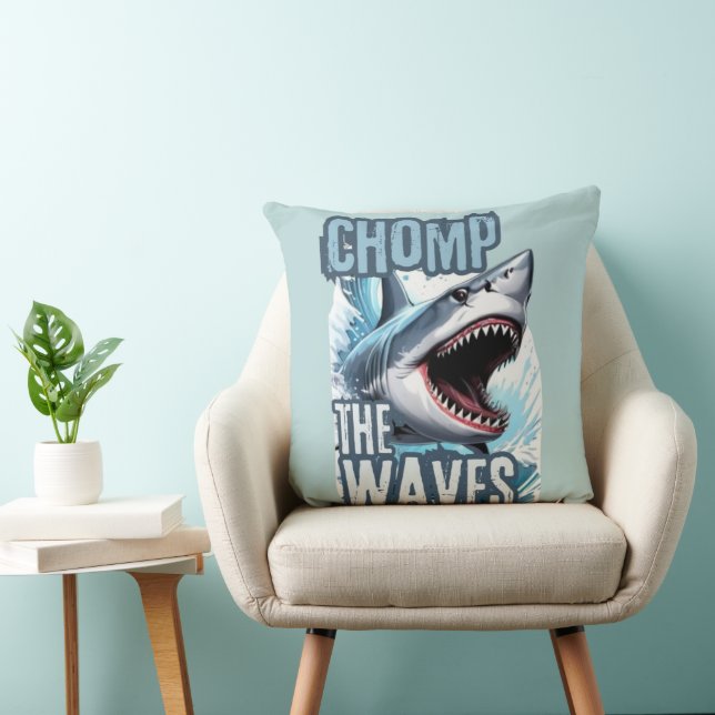 Blue and Black Shark Wavebryter Graffiti Art Kudde (Stol)