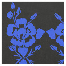 Blue and Black Silhouette Ro på bomullsFabric