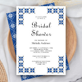 Blue and Black Ukrainian Embroidery Bridal Shower Inbjudningar