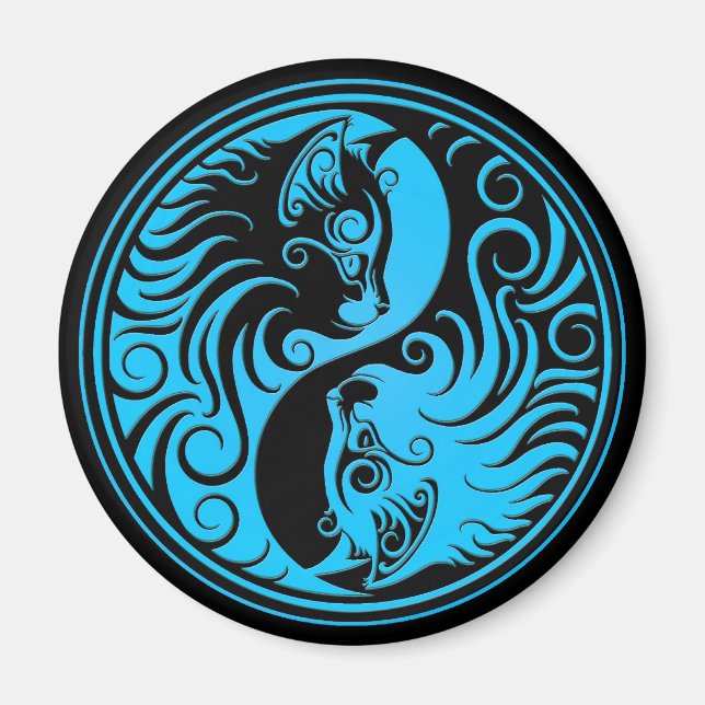 Blue and Black Yin Yang Kittens Magnet (Framsidan)