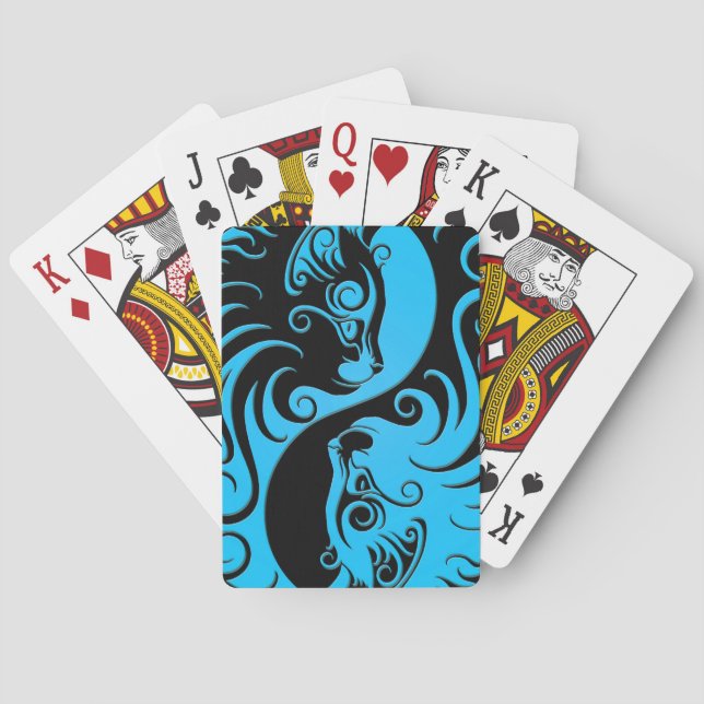 Blue and Black Yin Yang Kittens Spel Kort (Baksidan)