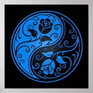 Blue and Black Yin Yang Ro Poster