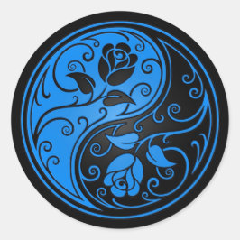 Blue and Black Yin Yang Ro Runt Klistermärke