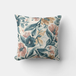 Blue and Blush Floral Pattern Kudde