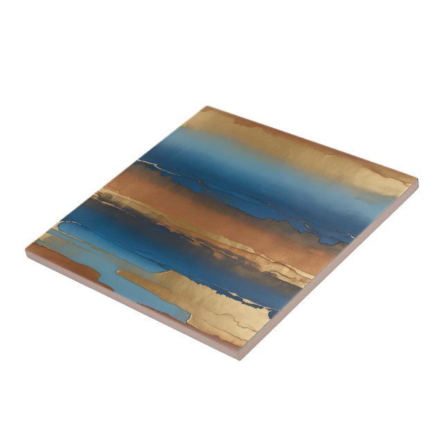 blue and bronze abstract kakelplatta (Sidan)