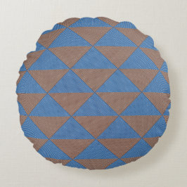 Blue and Brown Geometric Diamond Pattern | Modern  Rund Kudde