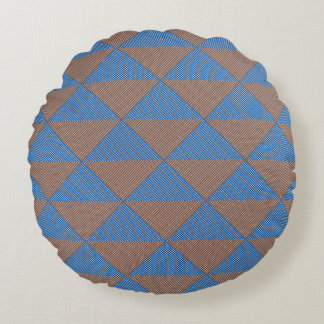 Blue and Brown Geometric Diamond Pattern | Modern  Rund Kudde