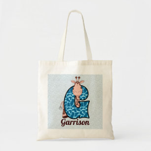 Blue and Brown Kids Giraffe Monogram G Tygkasse