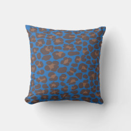 Blue and Brown Leopard Print Outdoor Pillow | Mode Kudde