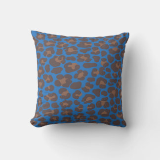 Blue and Brown Leopard Print Outdoor Pillow | Mode Kudde