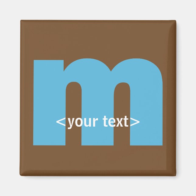 Blue and Brown Monogram - Brev M Magnet (Framsidan)