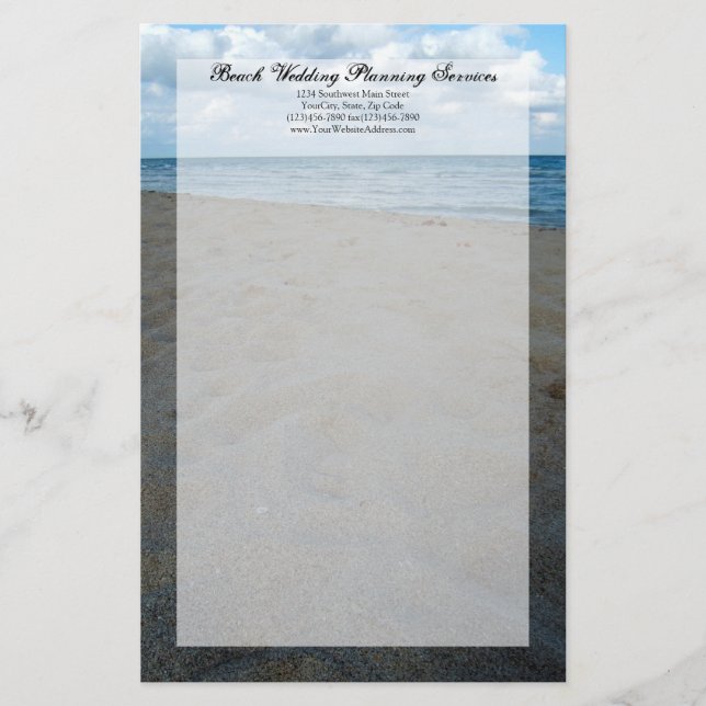 Blue and Brown Sands ~ Beach Wedding Brevpapper (Framsida)