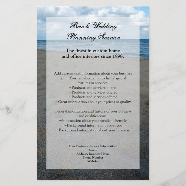 Blue and Brown Sands ~ Beach Wedding Flygblad (Framsidan)