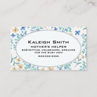 Blue and Cream Blommigt on White Mor Helper