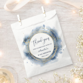 Blue and Faux Gold Circles Baby Shower Favor Bag