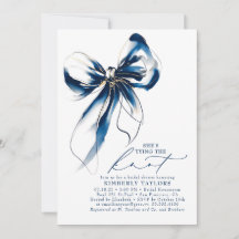 Blue and Gold Bow Elegant Whimsical Bridal Shower