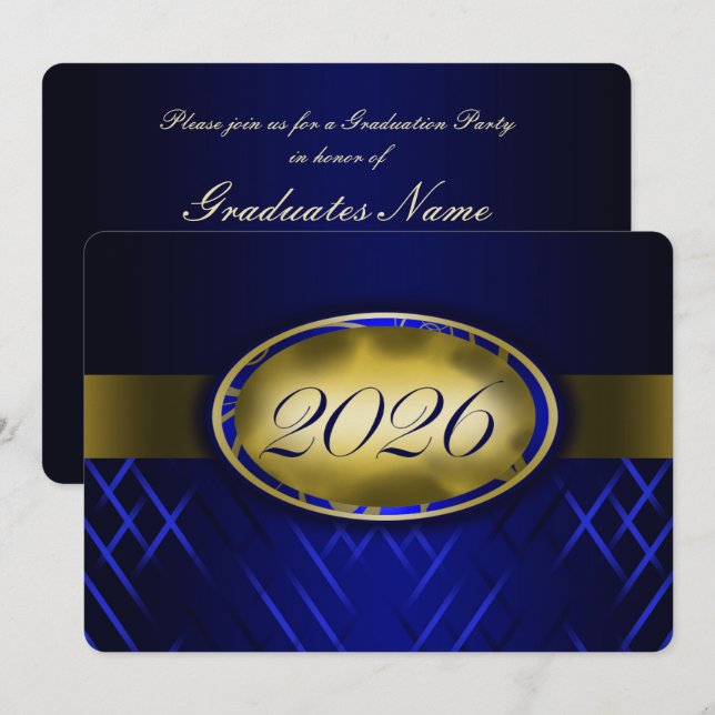 Blue and Gold Class of 2026-fest Inbjudningar (Fram/baksida)